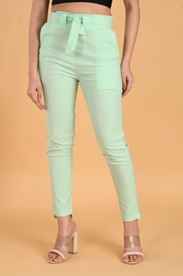 FUBAR Slim Fit Women Light Green Trousers