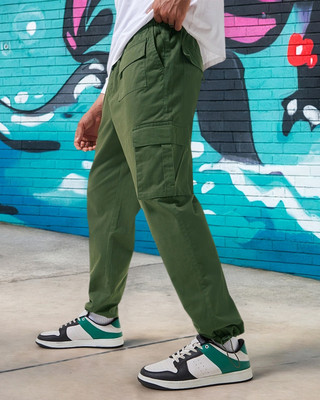 BEWAKOOF Relaxed Men Green Trousers