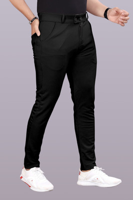 GIBBONTE Slim Fit Men Black Trousers