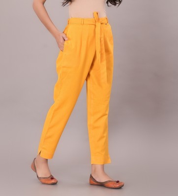 skytick Regular Fit Women Yellow Trousers