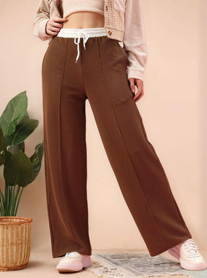 Mast & Harbour Loose Fit Women Brown Trousers