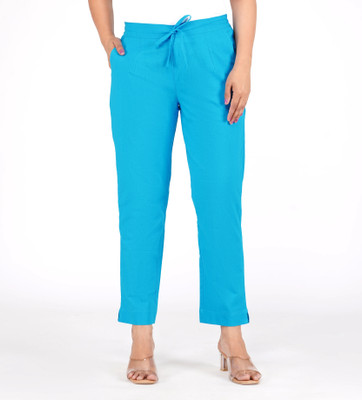 Oxinexx Regular Fit Women Light Blue Trousers
