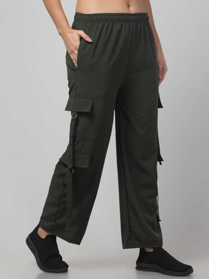 Crezystyl Loose Fit Women Green Trousers