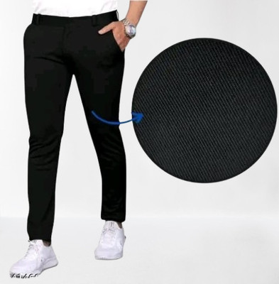 CIVIRASTYLE Slim Fit Men Black Trousers