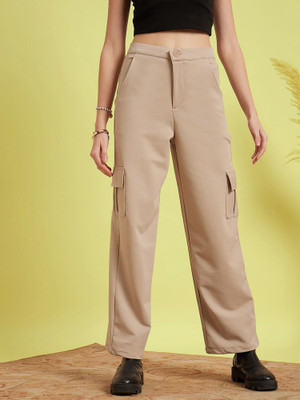Dream Beauty Fashion Loose Fit Women Beige Trousers