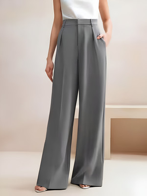 FASHIOFFLY Loose Fit Women Grey Trousers