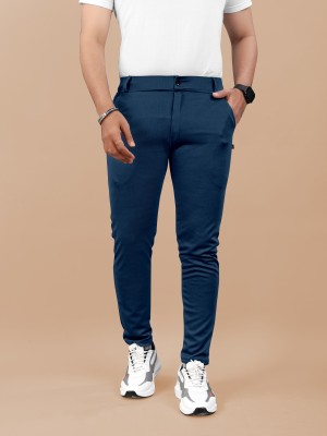 METRONAUT Regular Fit Men Lycra Blend Dark Blue Trousers