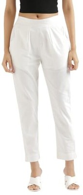 ZIBHI Regular Fit Women White Trousers