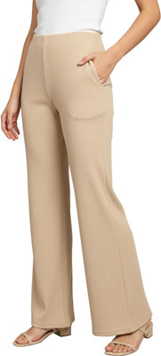 Mehrang Regular Fit Women Beige Trousers