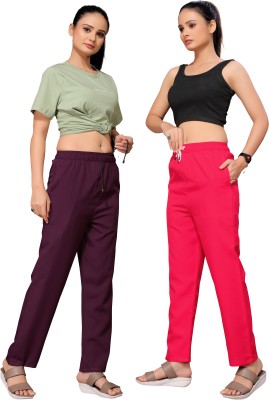 Anti Wrinkle Designer Slim Fit Women Multicolor Trousers