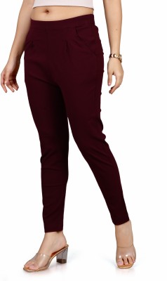 Uracca Slim Fit Women Brown Trousers