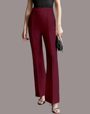 HouseOfCommon Regular Fit Women Maroon Trousers