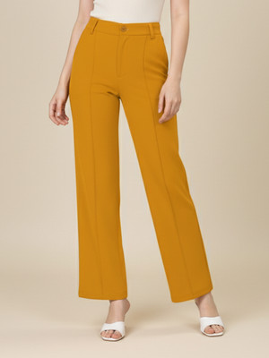 DTR FASHION Straight Fit Women Yellow Trousers