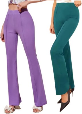 TOLIKE Flared Women Purple, Green Trousers