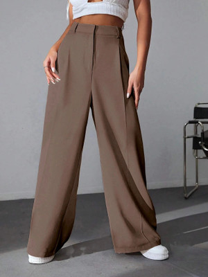 Leriya Fashion Regular Fit Women Brown Trousers