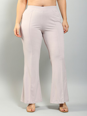 Plus Size Regular Fit Women Grey Trousers