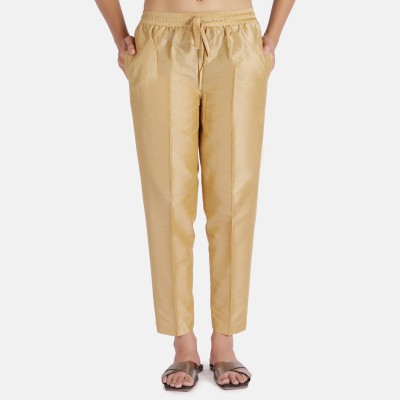 NOORI Regular Fit Women Gold Trousers