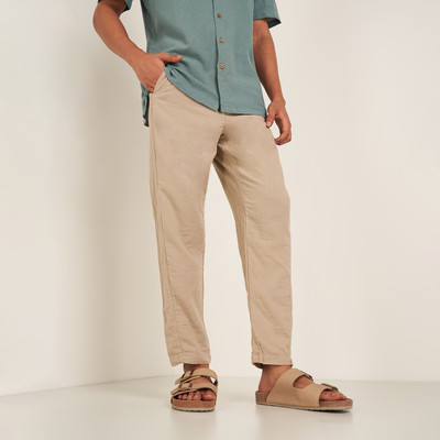 7 Alt by Pantaloons Comfort Fit Men Beige Trousers