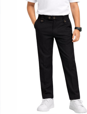 URBANCUB Regular Fit, Straight Fit Boys Black Trousers