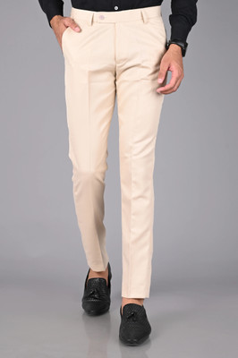 MANCREW Regular Fit Men Cream Trousers