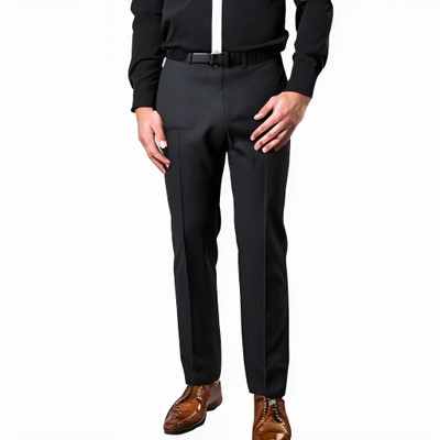 MUKHTARGARMENT Slim Fit Men Black Trousers