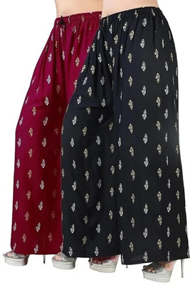 PALAZZO DESIGNS Relaxed Women Black, Maroon Trousers