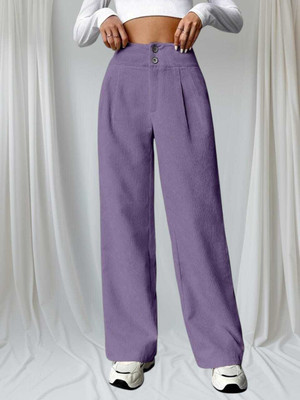 Aarya Fashion Regular Fit Women Purple Trousers