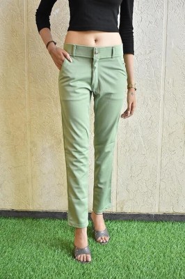 SKENX Slim Fit Women Green Trousers