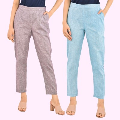 SAAV Regular Fit Women Purple, Blue Trousers