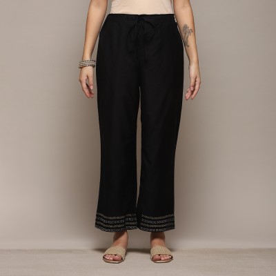 BIBA Regular Fit Women Black Trousers