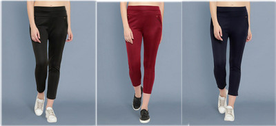 STYLOKAT Regular Fit Women Black, Maroon, Blue Trousers
