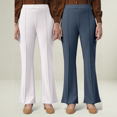 Squadfashion Loose Fit Women White, Grey Trousers