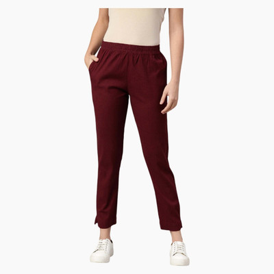 INDIANRANG Regular Fit Women Maroon Trousers