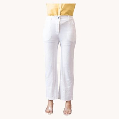 High Glitz Regular Fit Women White Trousers