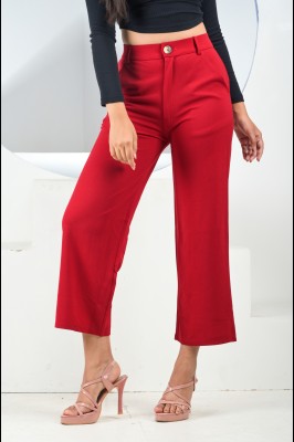 solace life style Straight Fit Women Maroon Trousers