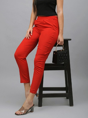 Me Craft Regular Fit Women Red Trousers