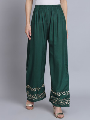 Moda Rapido Flared Women Green Trousers
