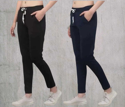 Retailmart Straight Fit Women Black, Blue Trousers