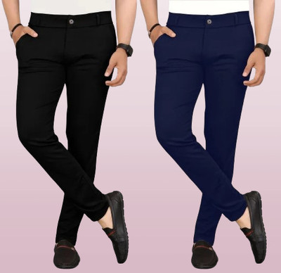 RKDigi Regular Fit Men Black, Blue Trousers
