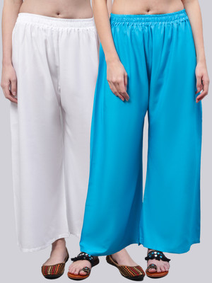 VALLES365 by S.c. Flared Women White, Blue Trousers