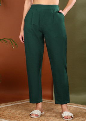 IKRASS Regular Fit Women Dark Green Trousers