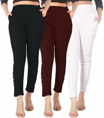 Mysha Regular Fit Women Black, White, Brown Trousers