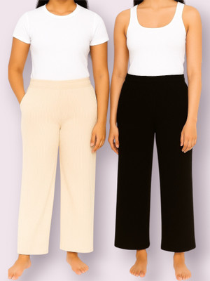 EpicDesigns Comfort Fit Women Beige, Black Trousers