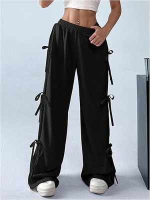 The Window Shop Loose Fit Women Black Trousers