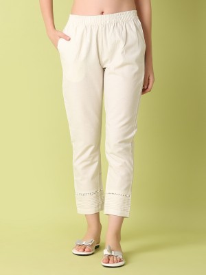 V-MART Regular Fit Women White Trousers