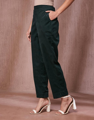 Fabindia Regular Fit Women Green Trousers