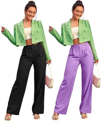pals enterprise Regular Fit Women Black, Purple Trousers