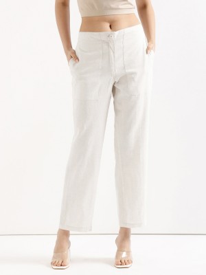 KASHISHIYA Straight Fit Women White Trousers