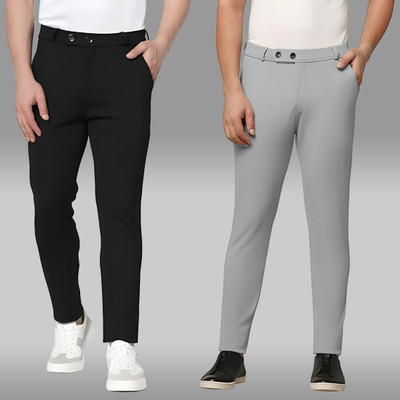 A1 SQUARE Regular Fit Men Black, Grey Trousers