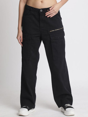 Roadster Straight Fit Women Black Trousers
